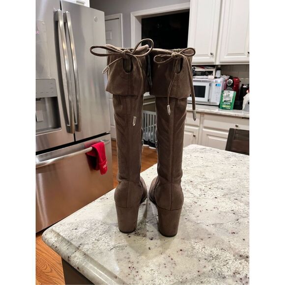 Marc Fisher Brown Faux Suede Cuff Tie Knee Boots sz 29 EUC - Picture 8 of 9
